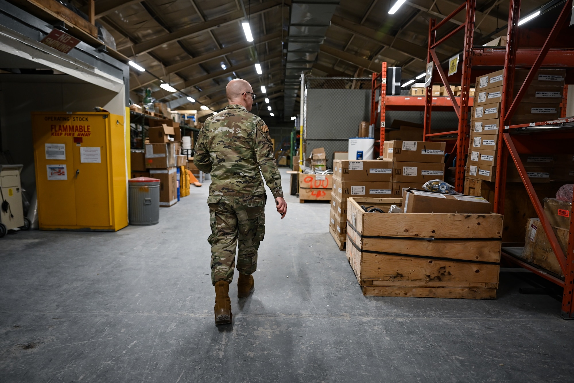 An Airman performs inventory of radar parts.