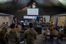 A Chilean Army Major presents a brief for a Subject Matter Expert Exchange during SOUTHERN STAR ‘25 in Rancagua, Chile, May 28, 2025.