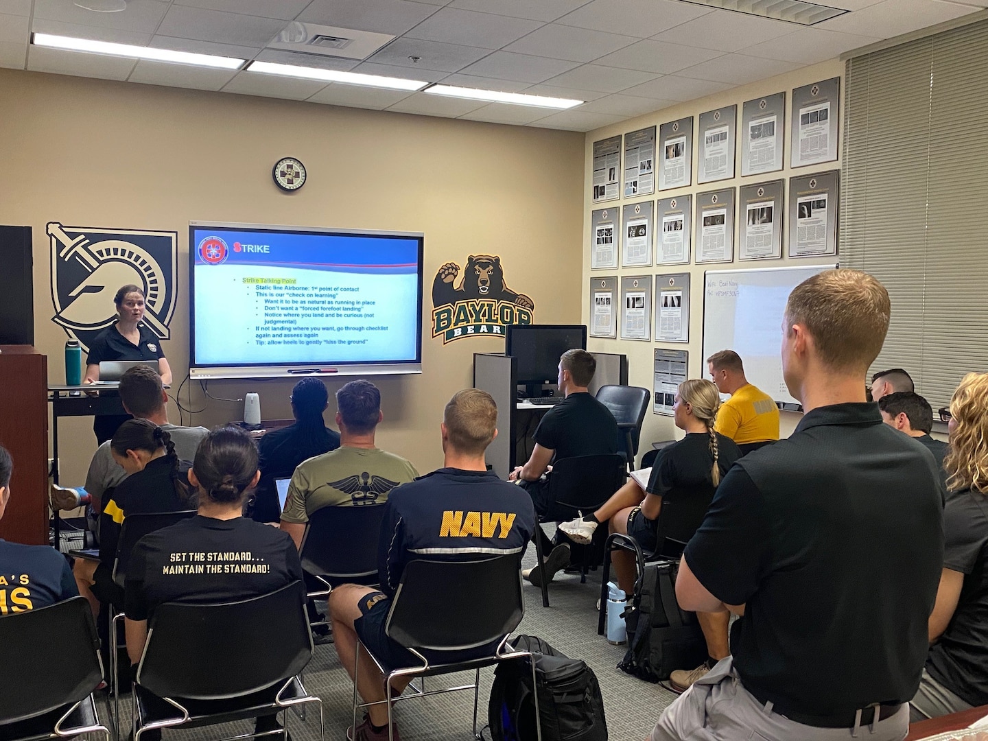 Capt. Rhoda Alvarez, a Physical Therapist from Fort Bragg, N.C., reviews run retraining evidence to highlight the effectiveness of gait retraining for the injured runner during the Kersey Advanced Clinical & Operational Practice Course held at West Point on August 4-8, 2025.