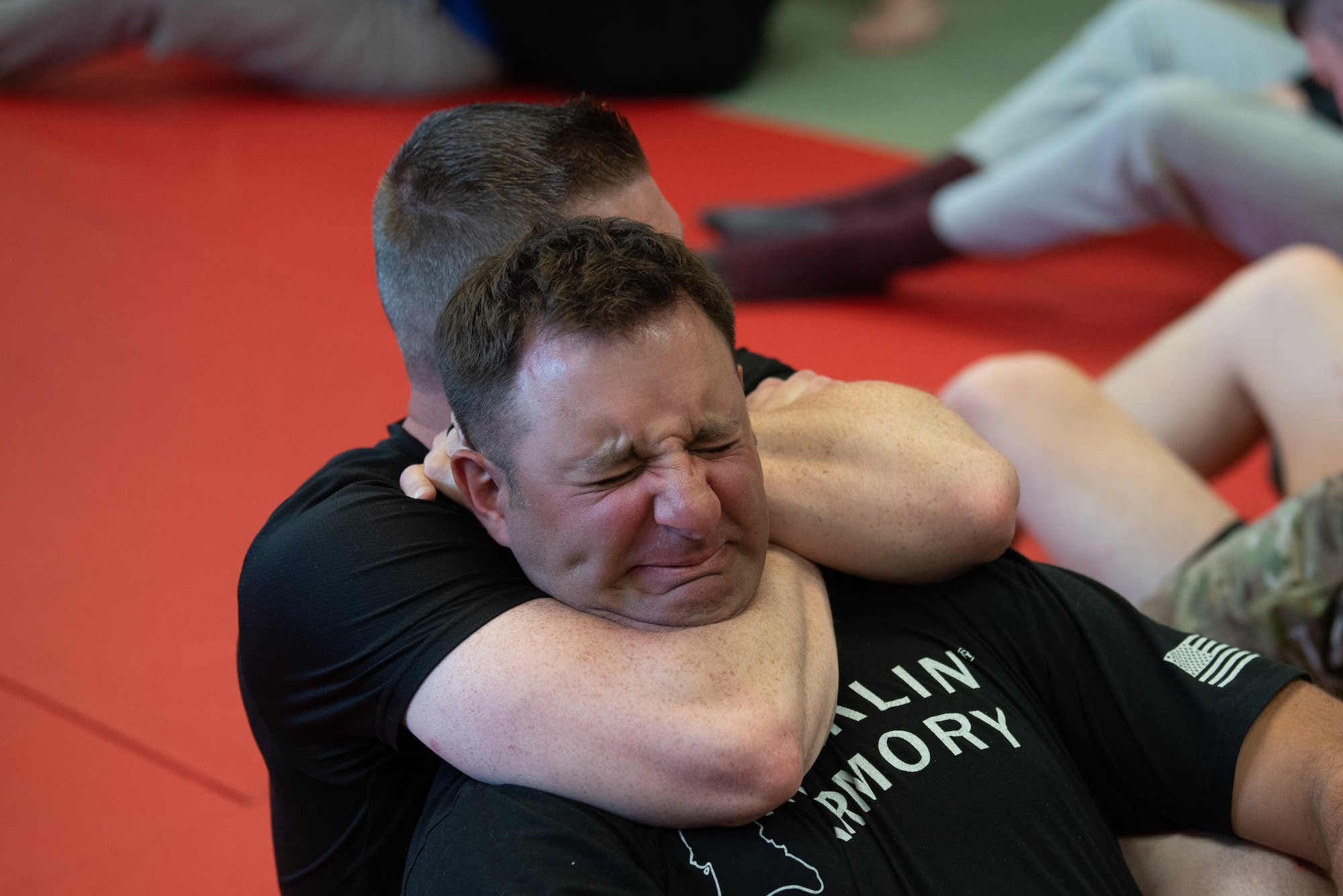 Tech. Sgt. John Keller, assistant flight chief with the Colorado Air National Guard’s 233rd Security Forces Squadron, practices hand-to-hand combat during a combatives course at the Alpena Combat Readiness Training Center in Alpena, Mich., May 27, 2025. More than 50 Airmen from the Kentucky Air Guard joined with members of the Colorado Air National Guard and the Ecuadorian Air Force for a nine-day field exercise here May 21 to 29. (U.S. Air National Guard photo by Phil Speck)