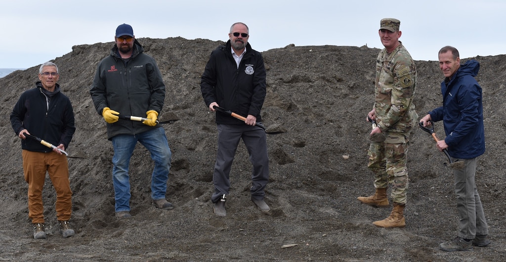 Senior leaders from the U.S. Army Corps of Engineers - Alaska District attended the groundbreaking ceremony for the Barrow Coastal Erosion Project in the community of Utqiagvik on Aug. 11. The project will reduce the risk of storm damage to about five miles of coastline by construction of a rock revetment at the bluff area, building a protective berm and raising Stevenson Street.
