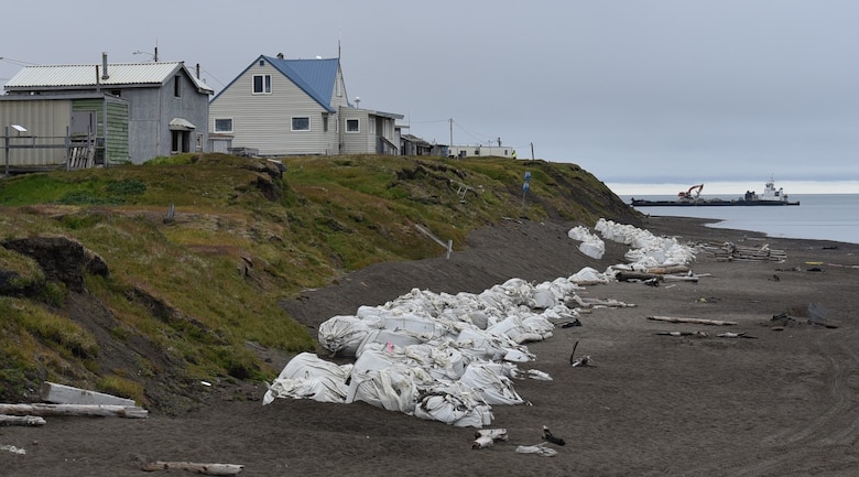 Senior leaders from the U.S. Army Corps of Engineers - Alaska District attended the groundbreaking ceremony for the Barrow Coastal Erosion Project in the community of Utqiagvik on Aug. 11. The project will reduce the risk of storm damage to about five miles of coastline by construction of a rock revetment at the bluff area, building a protective berm and raising Stevenson Street.