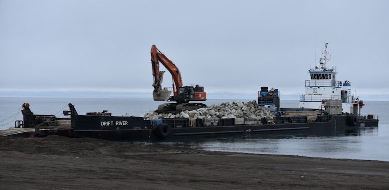 Senior leaders from the U.S. Army Corps of Engineers - Alaska District attended the groundbreaking ceremony for the Barrow Coastal Erosion Project in the community of Utqiagvik on Aug. 11. The project will reduce the risk of storm damage to about five miles of coastline by construction of a rock revetment at the bluff area, building a protective berm and raising Stevenson Street.