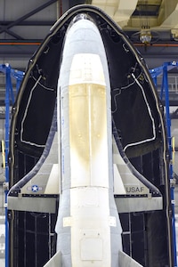 X-37B inside payload fairing before launch of eighth mission.