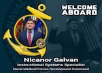 The Naval Medical Forces Development Command welcomes Nicanor Galvan an Instructional Systems Specialist at the command’s Training and Education directorate located at Joint Base San Antonio-Fort Sam Houston, Texas, Aug. 11, 2025. He will be focused on designing and developing online training solutions that are both effective and accessible and allow Navy medical personnel to learn and maintain critical skills from anywhere in the world and ensuring they are medically ready and mission capable. (U.S. Navy graphic by Malcolm McClendon).