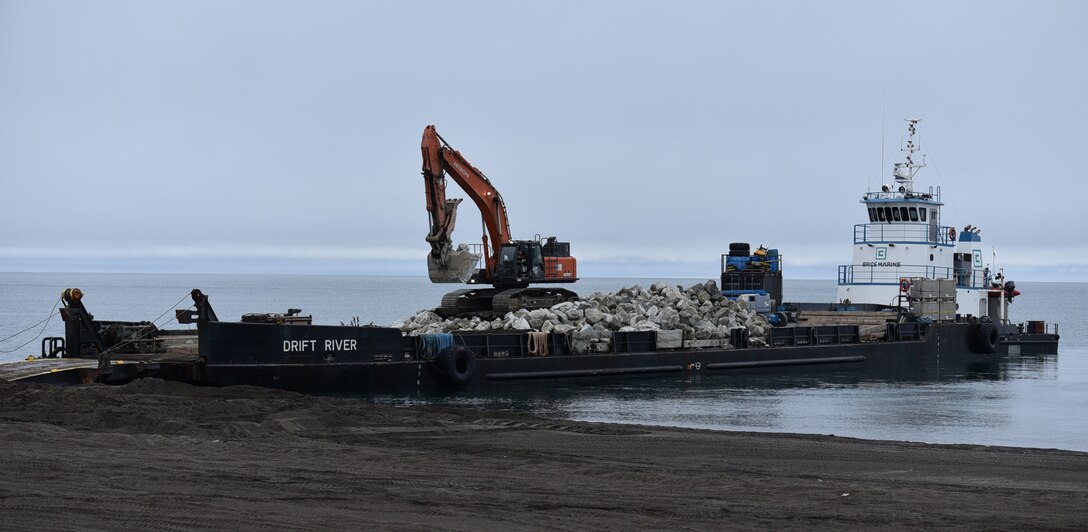 Senior leaders from the U.S. Army Corps of Engineers - Alaska District attended the groundbreaking ceremony for the Barrow Coastal Erosion Project in the community of Utqiagvik on Aug. 11. The project will reduce the risk of storm damage to about five miles of coastline by construction of a rock revetment at the bluff area, building a protective berm and raising Stevenson Street.