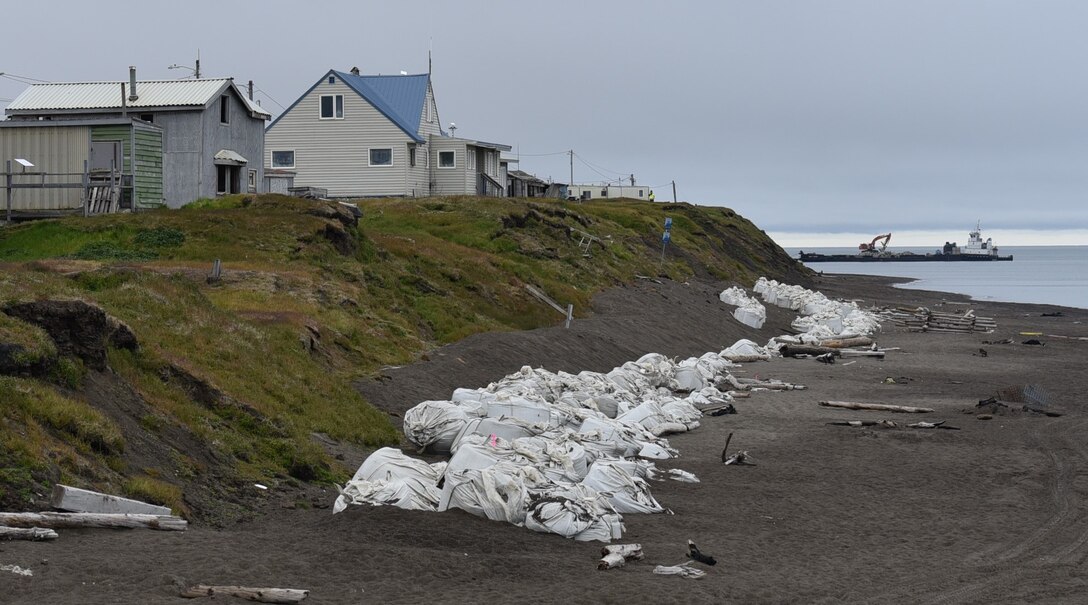 Senior leaders from the U.S. Army Corps of Engineers - Alaska District attended the groundbreaking ceremony for the Barrow Coastal Erosion Project in the community of Utqiagvik on Aug. 11. The project will reduce the risk of storm damage to about five miles of coastline by construction of a rock revetment at the bluff area, building a protective berm and raising Stevenson Street.