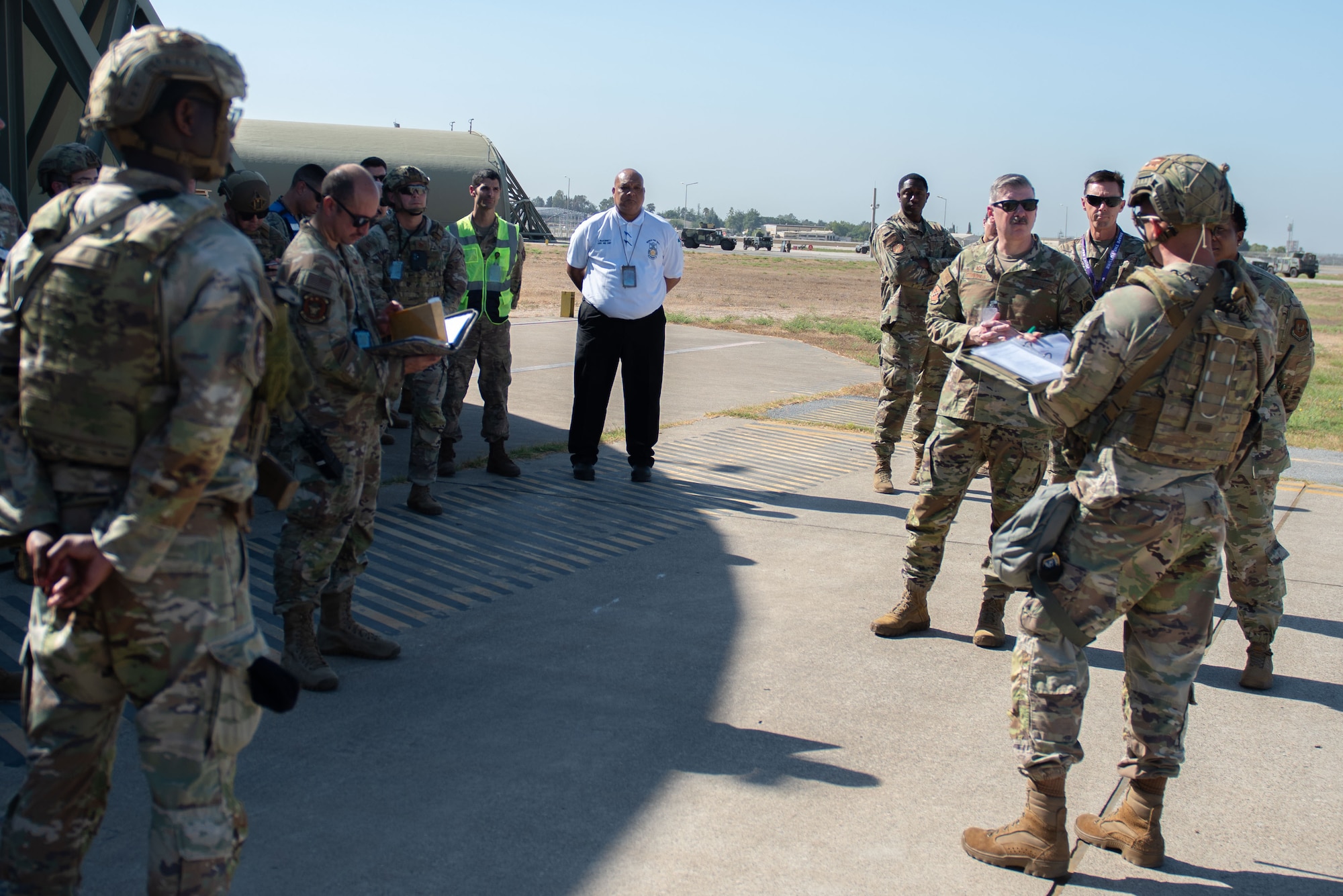 Airmen participate in an exercise.