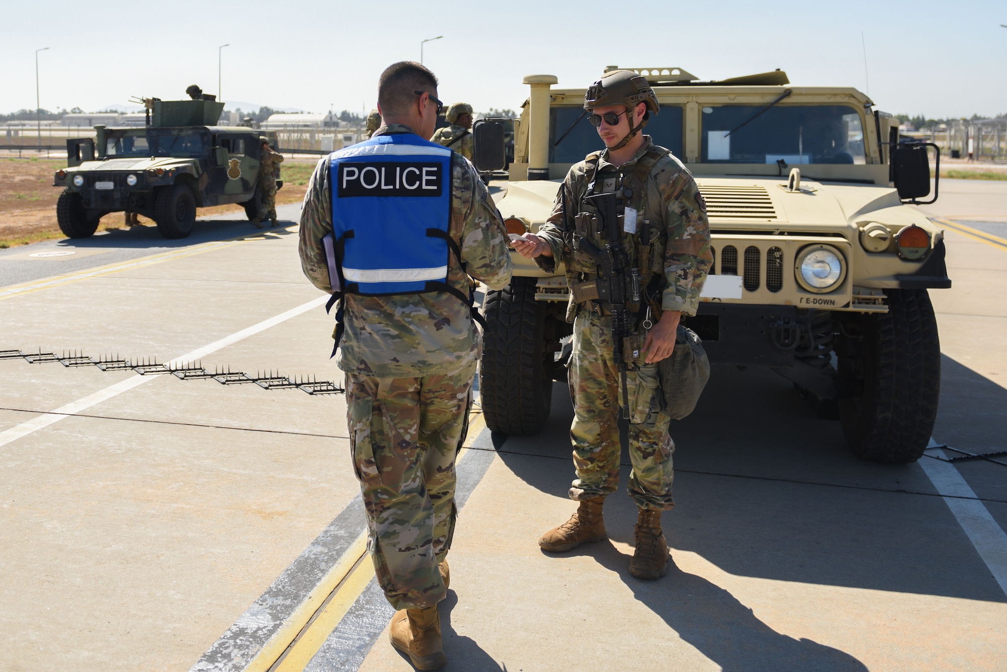 Airmen participate in an exercise.