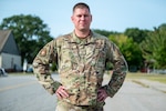 U.S. Air Force Master Sgt. Cody Lewis, aerospace medical technician with the 157th Medical Group, 157th Air Refueling Wing, poses for a photo after receiving the New Hampshire National Guard Commendation Medal at Pease Air National Guard Base, N.H., August 10, 2025. Lewis saved the life of a fellow Jiu-Jitsu classmate in cardiac arrest at a martial arts class in Londonderry, N.H. December 10, 2024.