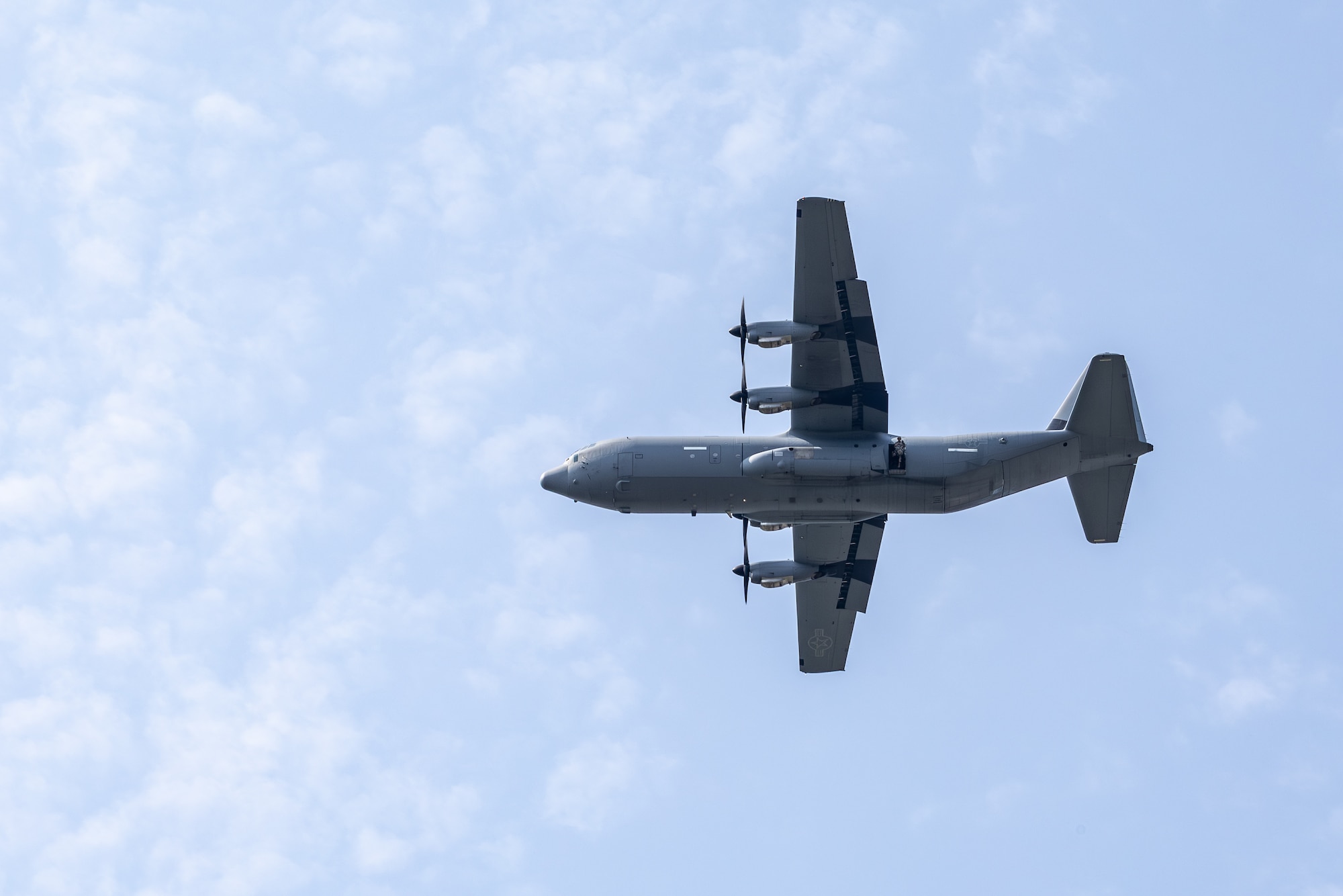 C-130J flying in the sky.