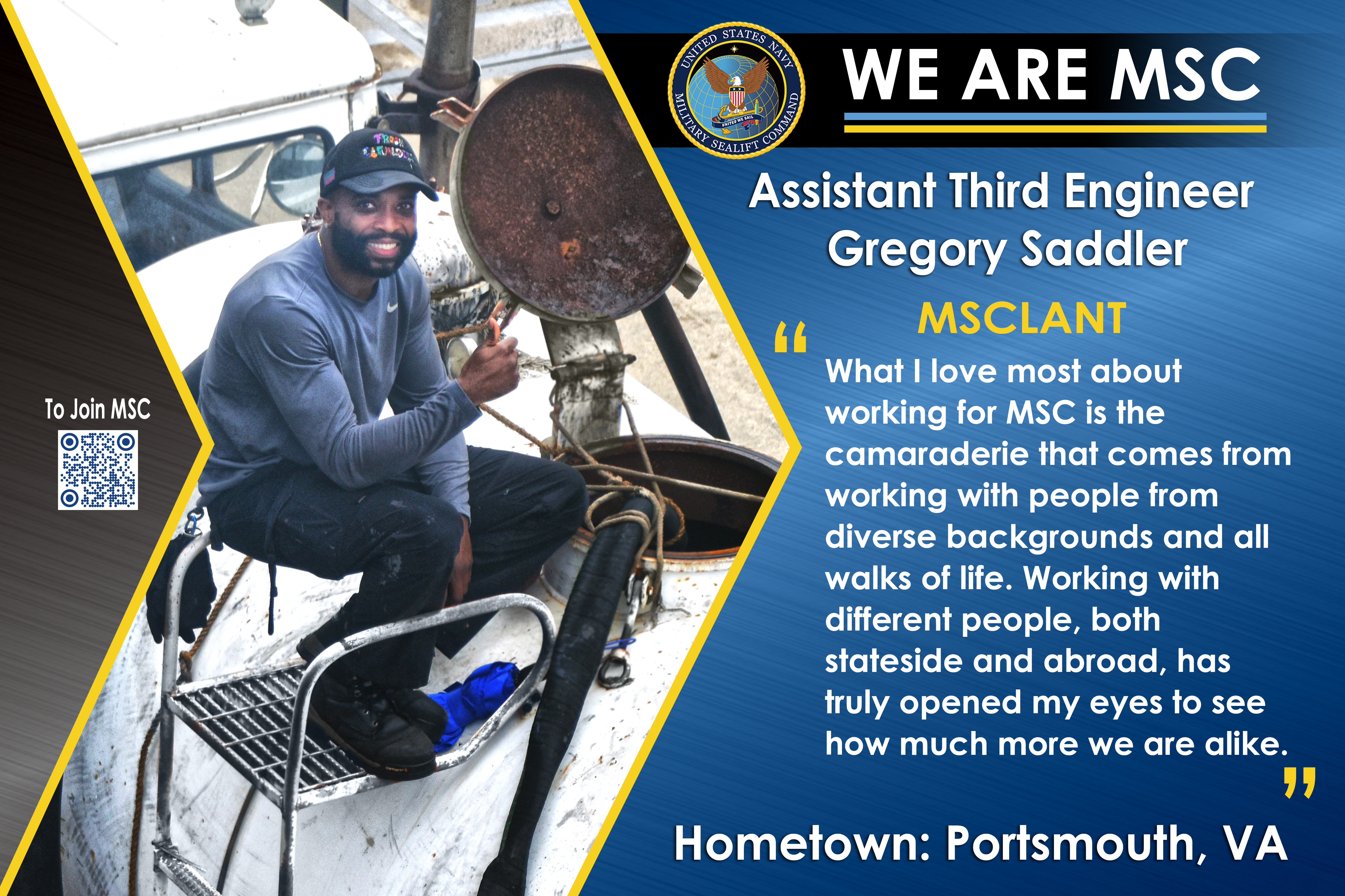 We Are MSC: Assistant Third Engineer Gregory Saddler
