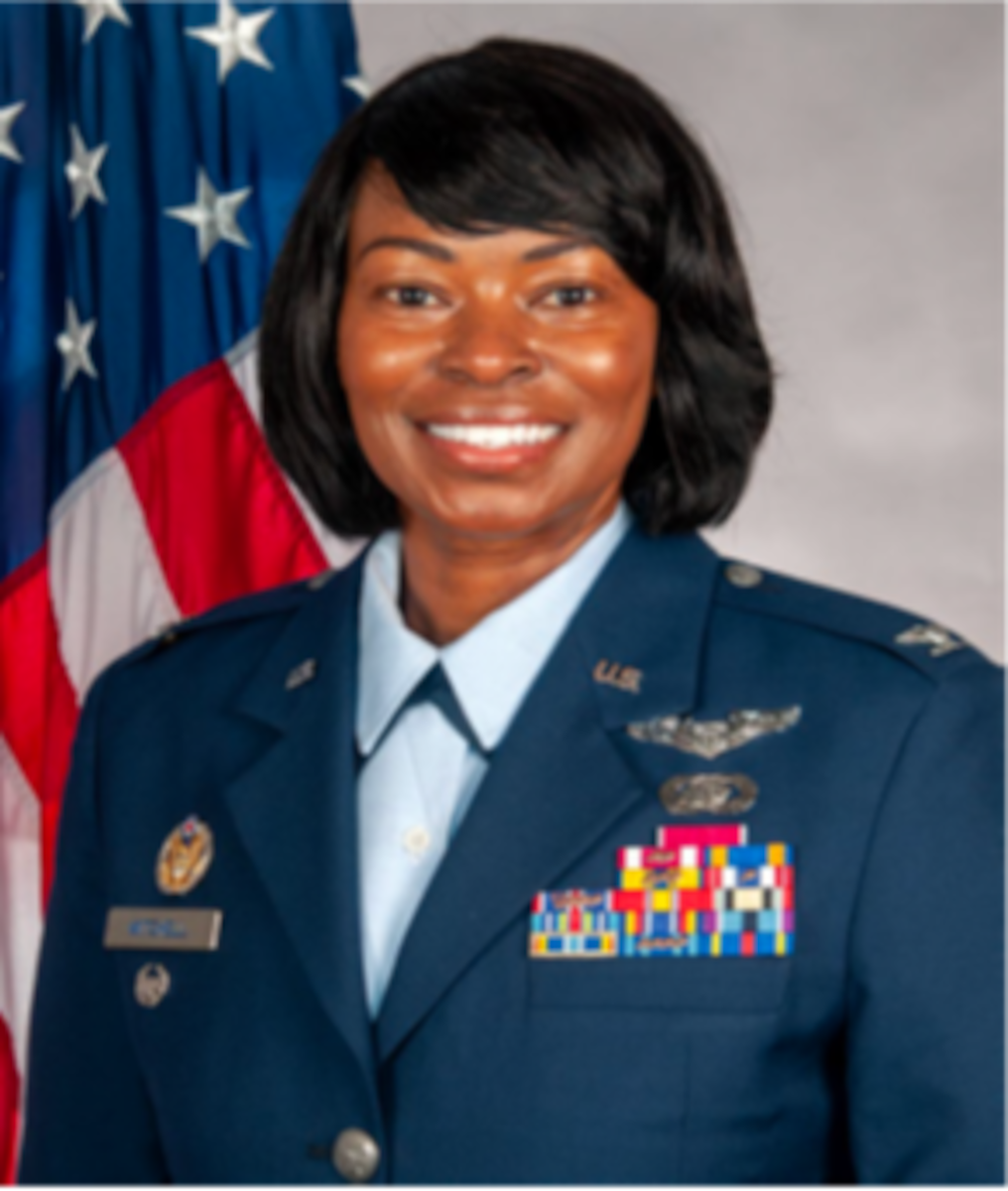 U.S. Air Force Col. Selicia M. Mitchell pose for an official photo at the Charlotte Air National Guard Base, North Carolina.