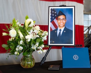 A photo of a memorial service for a 388th Fighter Wing Airman