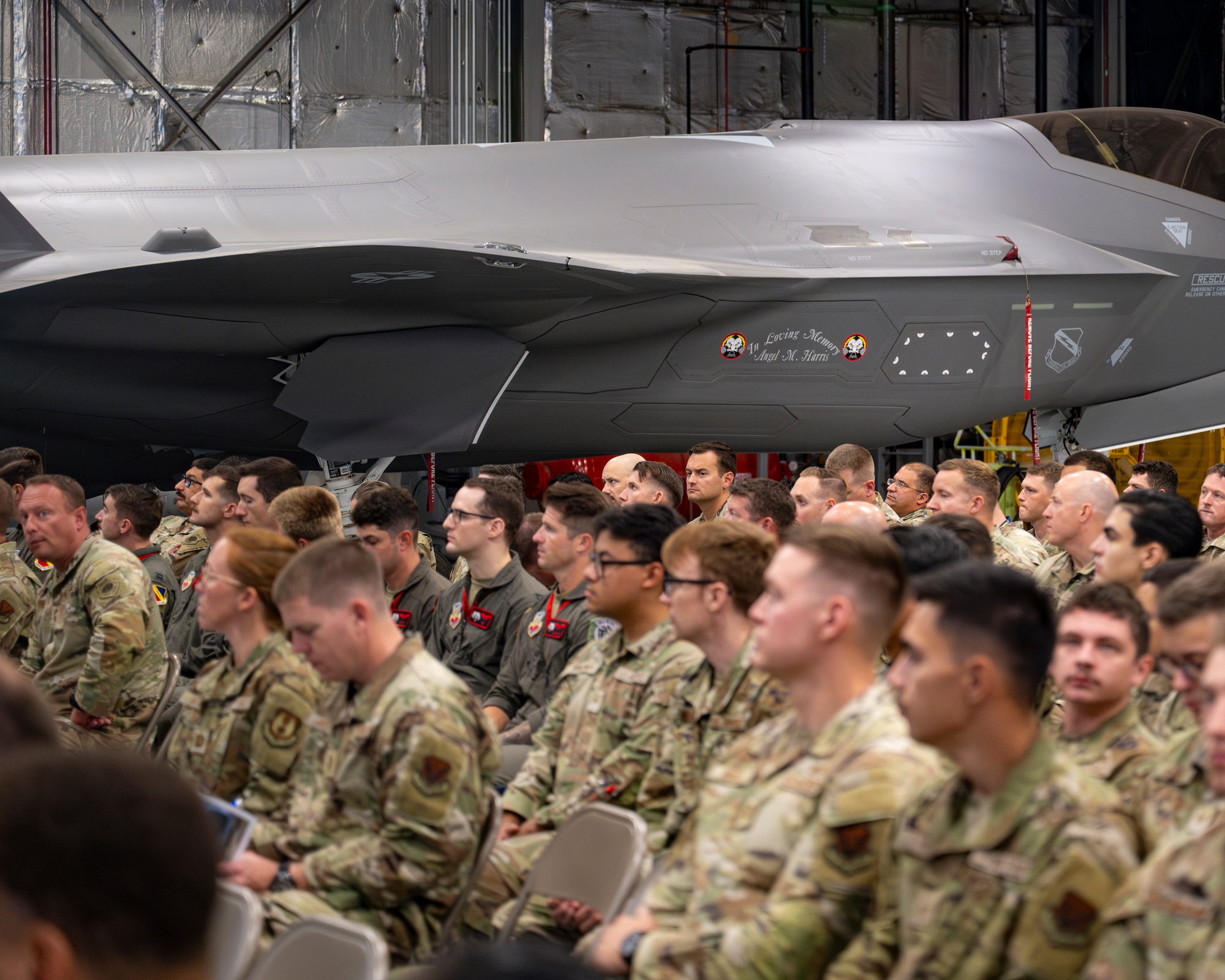 A photo of a memorial service for a 388th Fighter Wing Airman
