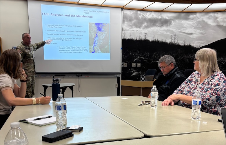 Brig. Gen. Joseph C. "Clete" Goetz and Command Sgt. Maj. Zachary Plummer met with the City and Borough of Juneau Emergency Operations Center