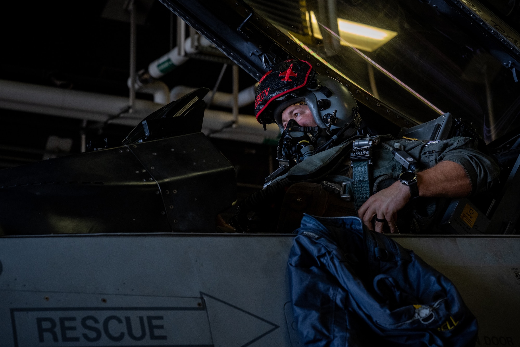 U.S. Air Force Capt. William Decker, 14th Fighter Squadron pilot, prepares to taxi onto the flightline at Misawa Air Base, Japan, Aug. 13, 2025.