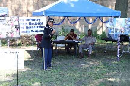 Lt. Col. (Ret.) Autherine Jones speaks at the 8th Infantry scholarship presentations