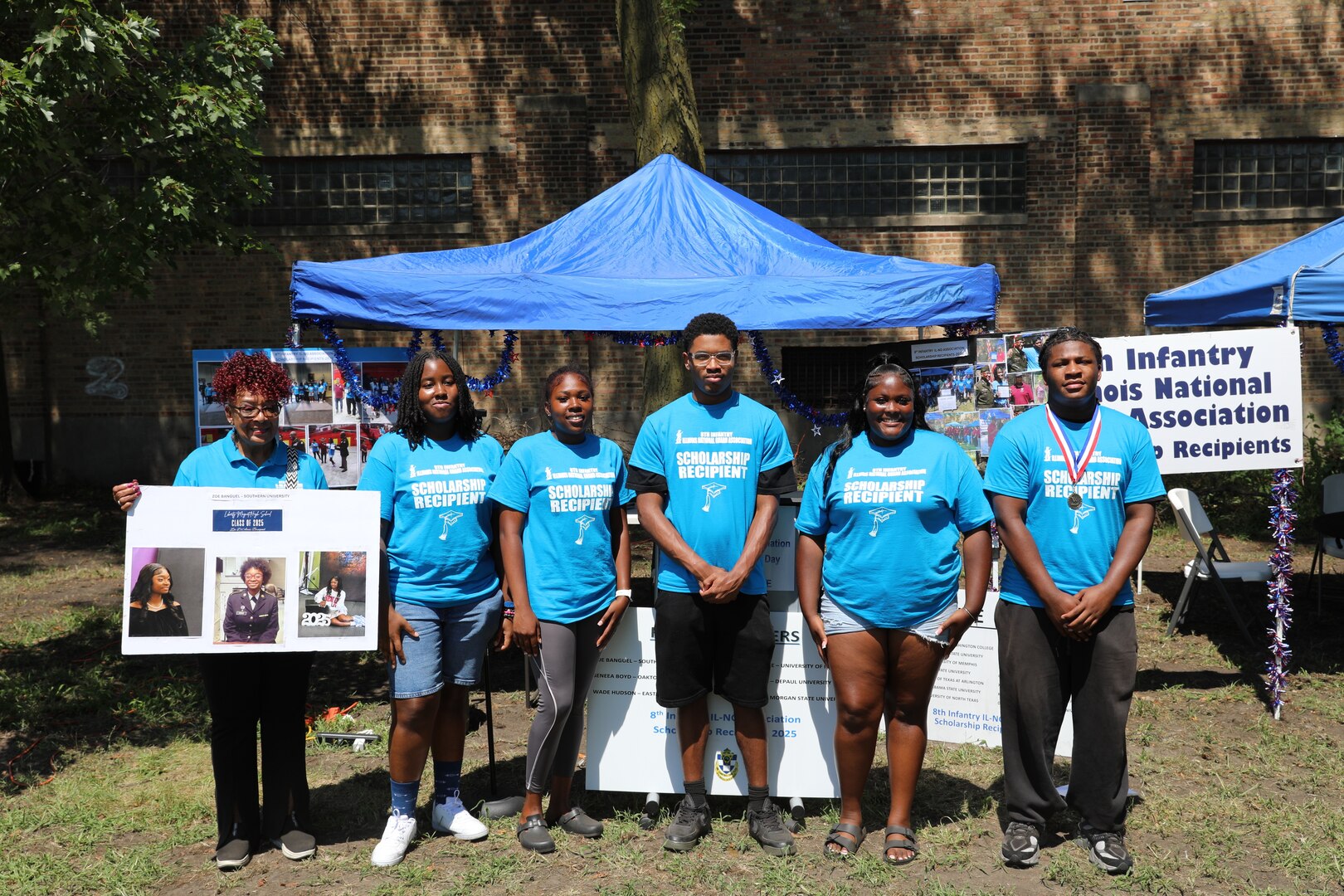8th Infantry Regiment scholarship recipients: Zoe Banguel, Seneea Boyd, Daniya McGhee, Wade Hudson, Sania Sneed, Josiah Ruffian