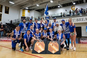U.S. Air Force 2025 DoD Warrior Games swim team group together for a photo in Colorado Springs, Colorado, July 26, 2025. The Warrior Games were established to enhance the recovery and rehabilitation of wounded, ill and injured service members and to expose them to adaptive sports. (U.S. Air Force Courtesy Photo)