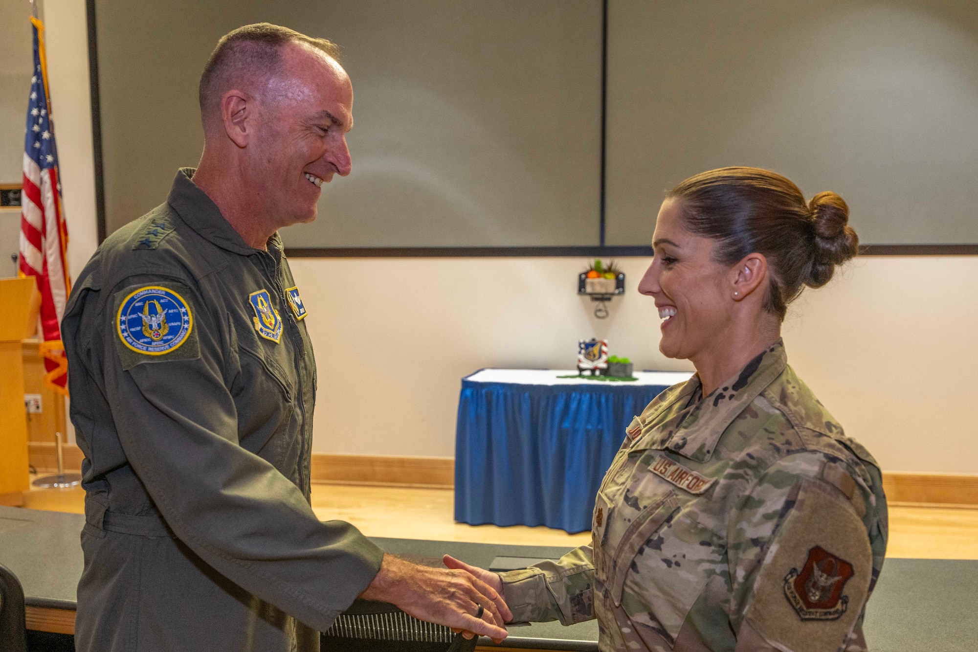 On August 14, Lt. Gen. John P. Healy, chief of the Air Force Reserve and commander of Air Force Reserve Command recognized Maj. Bobbie-Jean Johnson, 624th Force Support Flight commander for her outstanding performance while at Joint Base Pearl Harbor-Hickam, Hawaii.