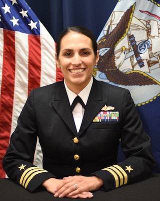 250818-N-N0443-2002 VIRGINIA BEACH, Va. Official portrait of Cmdr. Veronica Y. Baker. (U.S. Navy photo