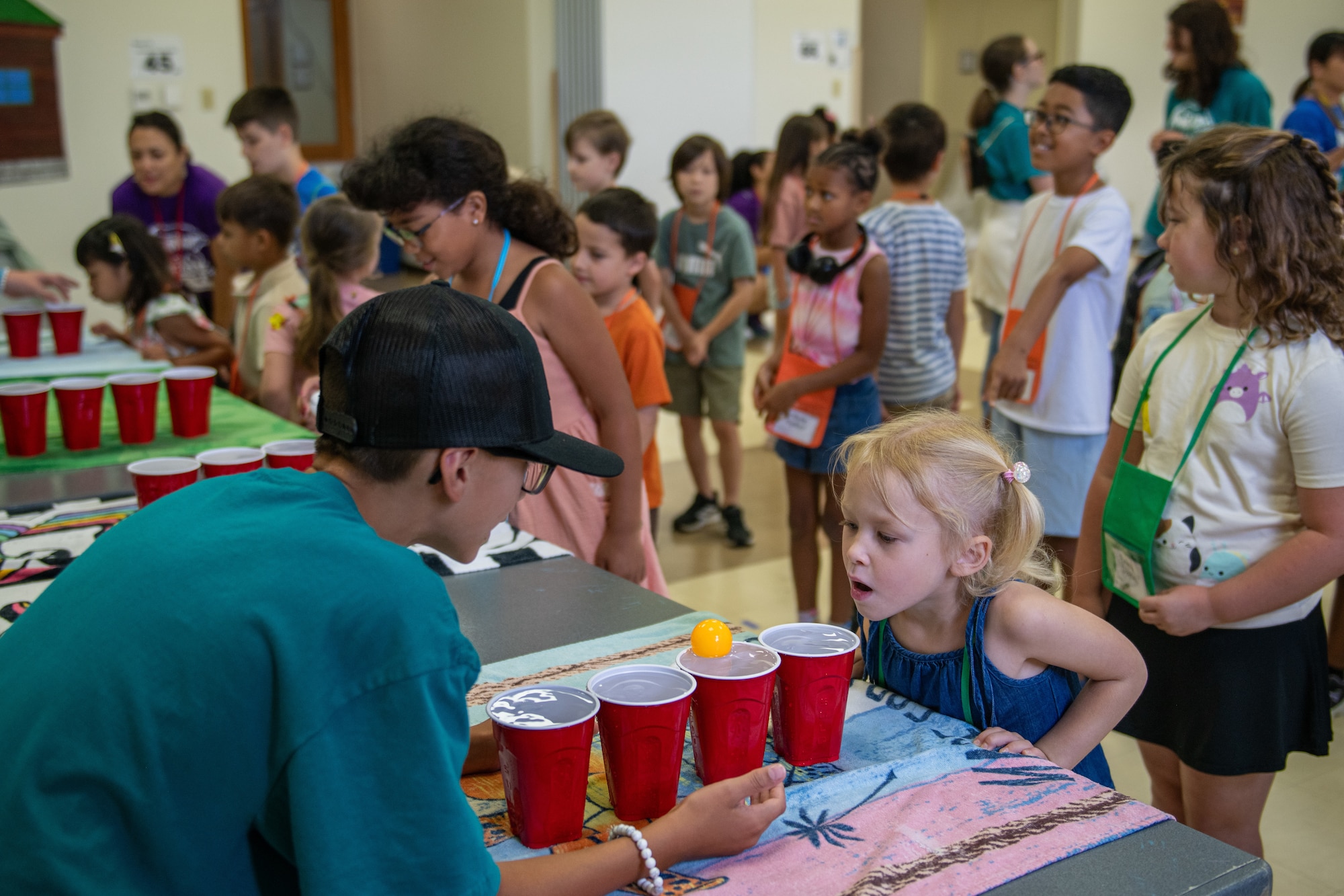 Children engage in activities during Vacation Bible School held by the Yokota Chapel at Yokota Air Base, Japan.