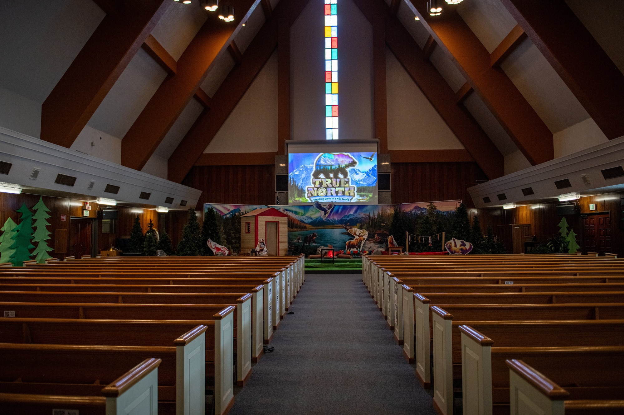 Decorations are displayed at the Yokota chapel during Vacation Bible School at Yokota Air Base, Japan.