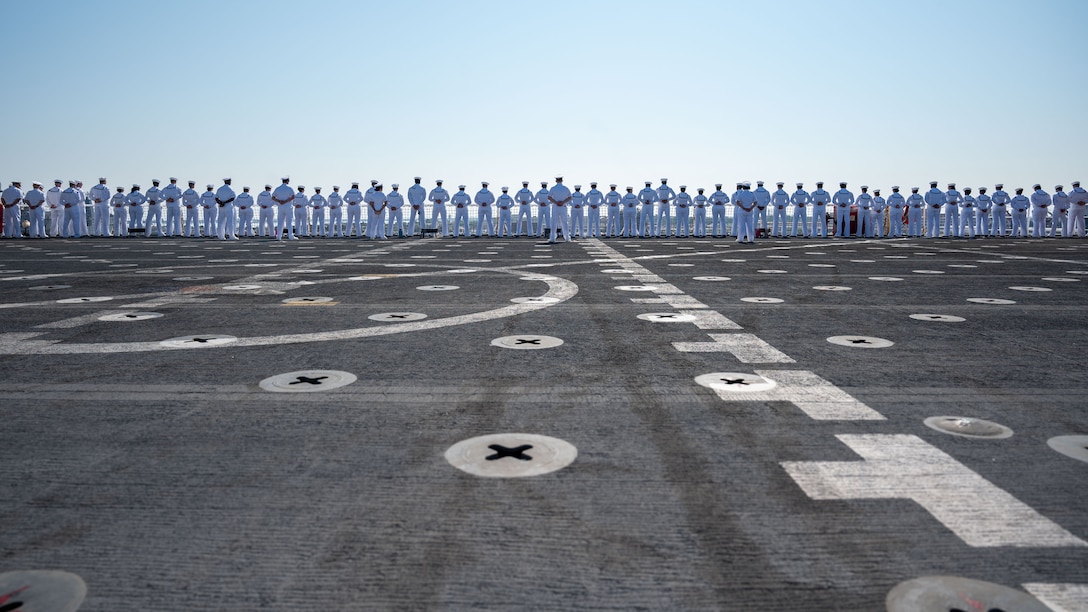 NORFOLK, Va. – Sailors assigned to the Mercy-class hospital ship USNS Comfort (T-AH 20) man the rails during Comfort’s homecoming to Naval Station Norfolk after completing Continuing Promise 2025 (CP25) Aug. 17, 2025. CP25 is the 16th iteration of the U.S. 4th Fleet/U.S. Naval Forces Southern Command-led mission since 2007, which aims to foster goodwill, strengthen existing partnerships with partner nations, and form new partnerships between host nations, non-federal entities, and international organizations. (U.S. Navy photo by Mass Communication Specialist 2nd Class Deven Fernandez)
