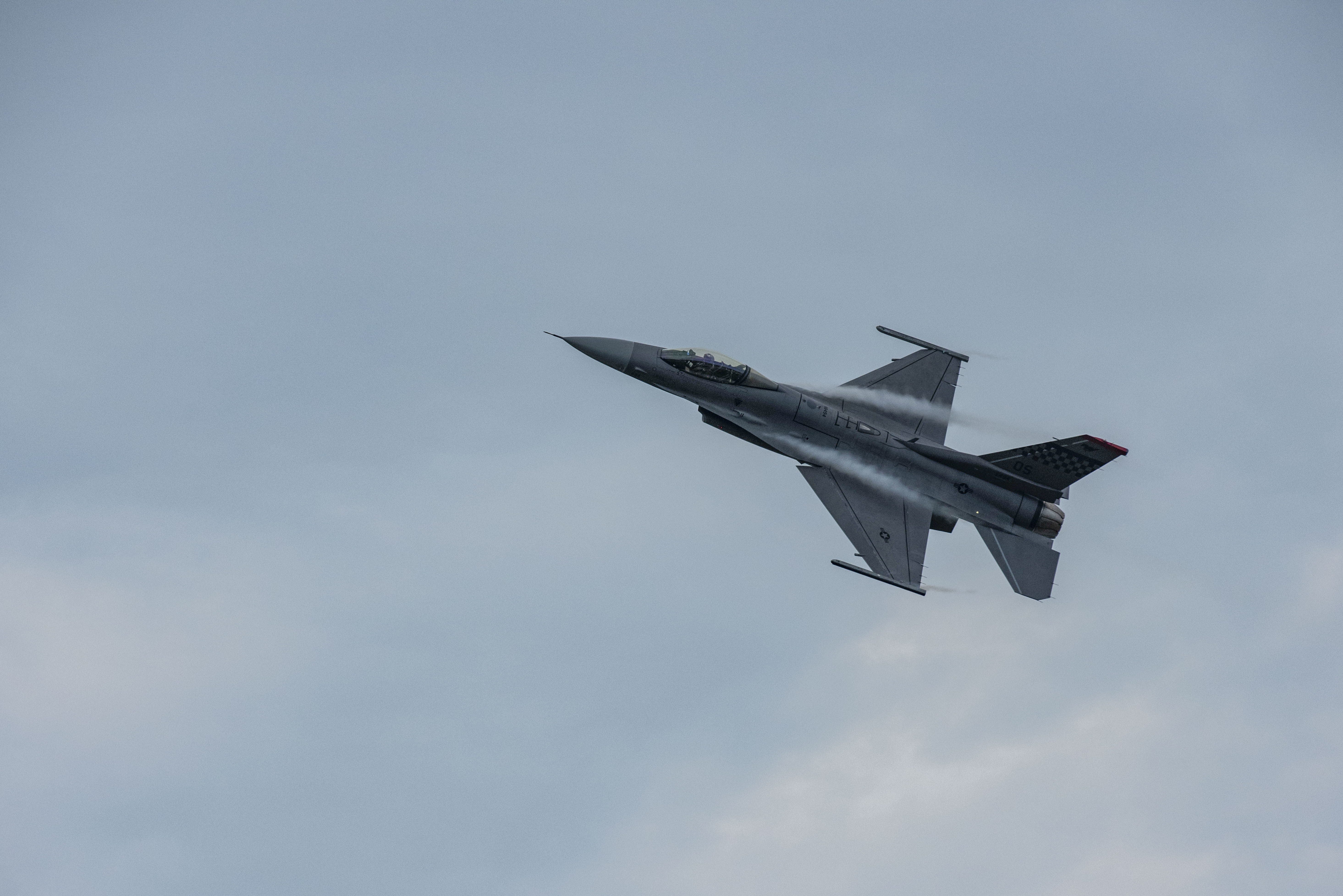 A U.S. Air Force F-16 Fighting Falcon assigned to the 36th Fighter Squadron takes off during Ulchi Freedom Shield 25 at Osan Air Base, Republic of Korea, Aug. 18, 2025.
