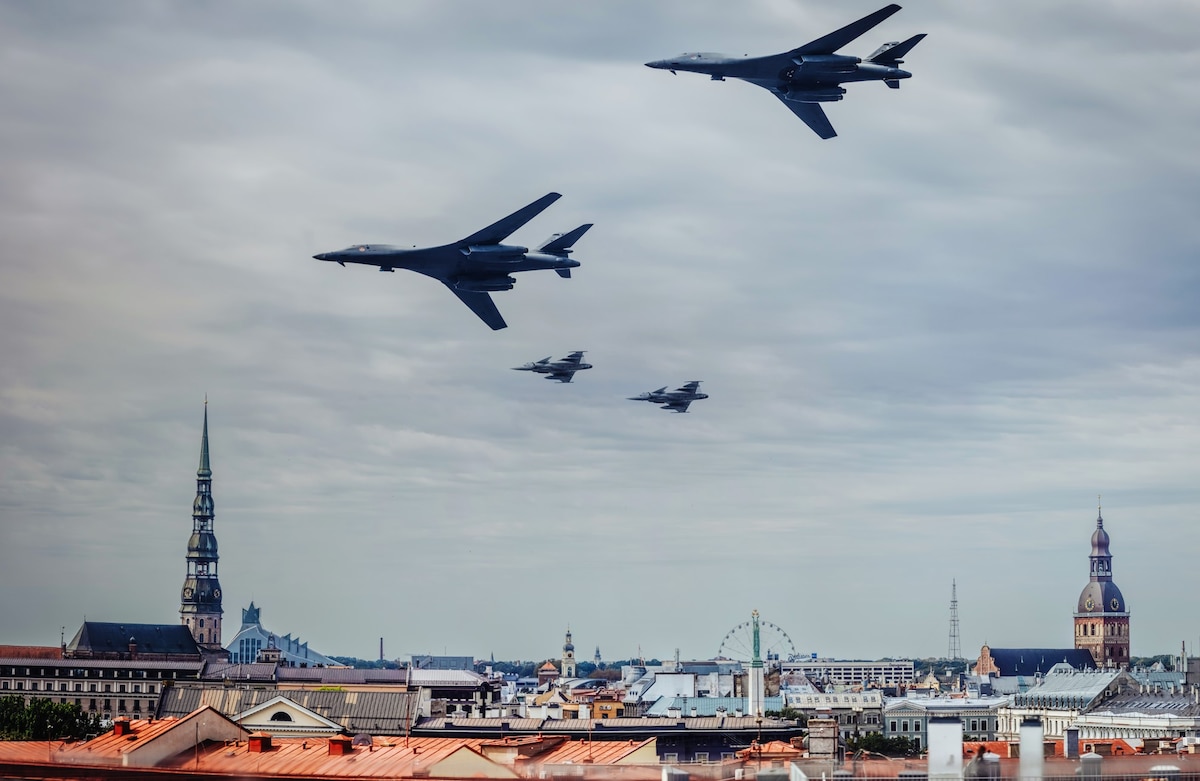 jets flying over a city
