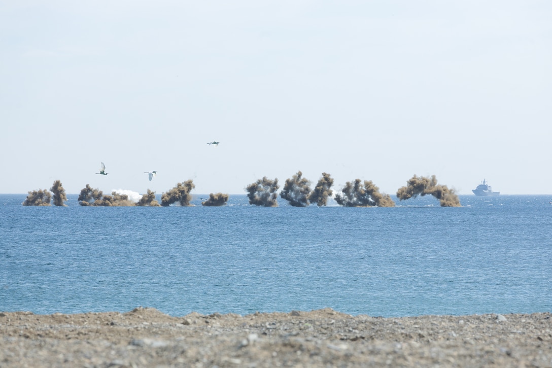 Republic of Korea Marine Corps Amphibious Assault Vehicles deploy smoke screens before a beach assault during the Korean Marine Exercise Program 25.2 in Pohang, South Korea, August 5, 2025. KMEP is conducted regularly between the ROK and U.S. Marine Corps to increase their combined capabilities through realistic training geared towards deterrence and maintaining peace in the Indo-Pacific. (U.S. Marine Corps photo by Lance Cpl. Van Hoang)