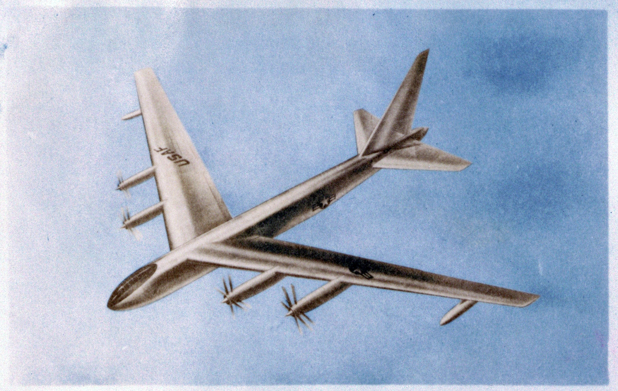 historical image of B-52 with turboprop engine