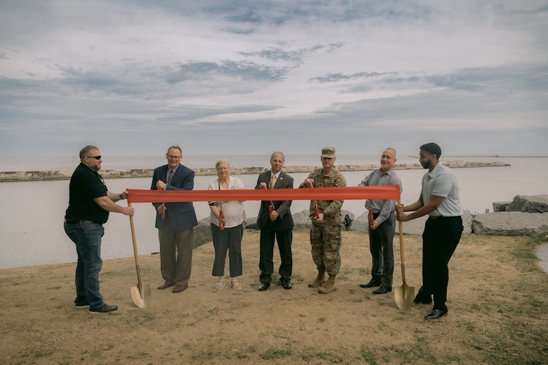 The U.S. Army Corps of Engineers, Buffalo District, held a ribbon cutting marking the completion of repairs to the Oswego West Arrowhead Breakwater, Oswego, New York.