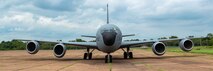 A KC-135 Stratotanker from the 141st Air Refueling Wing, Fairchild Air Force Base parked on the flightline on August 17, 2025 at Korat Air Force Base, Wing 1 in Lopburi, Thailand during Enduring Partners 2025.
