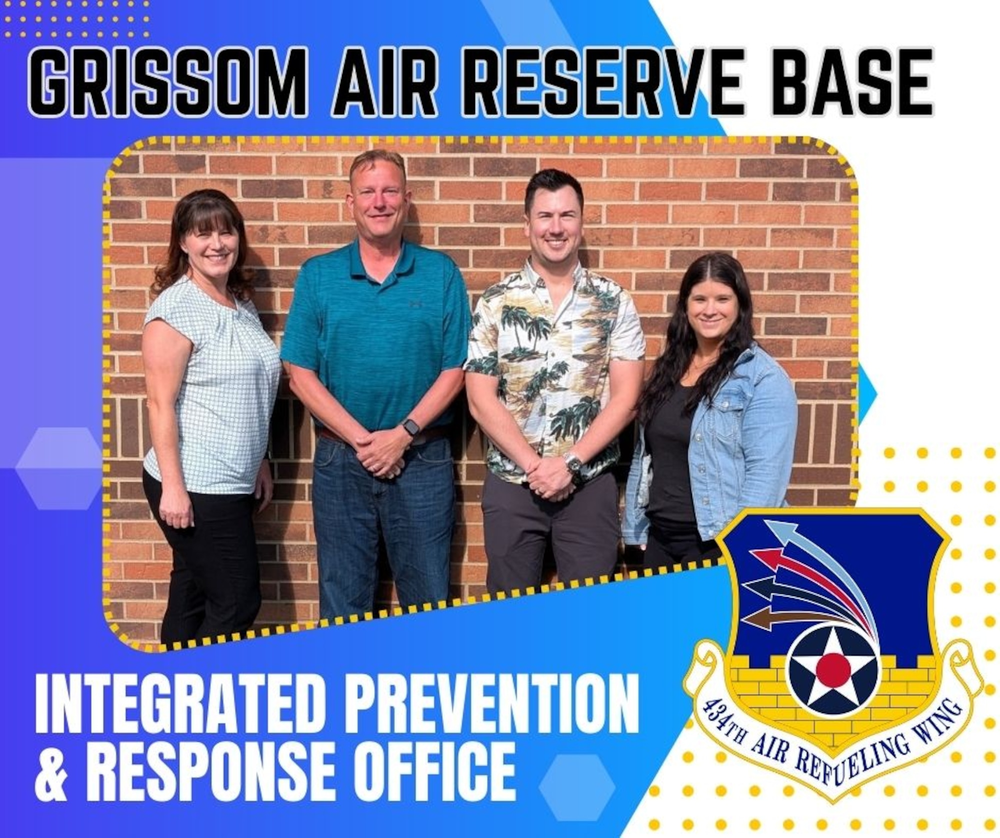 Graphic showcasing the members of the Integrated Prevention and Response Office at Grissom Air Reserve Base, Ind