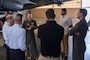 U.S. Air Force Col. Chris Cain, 2nd Bomb Wing commander, talks with honorary commanders