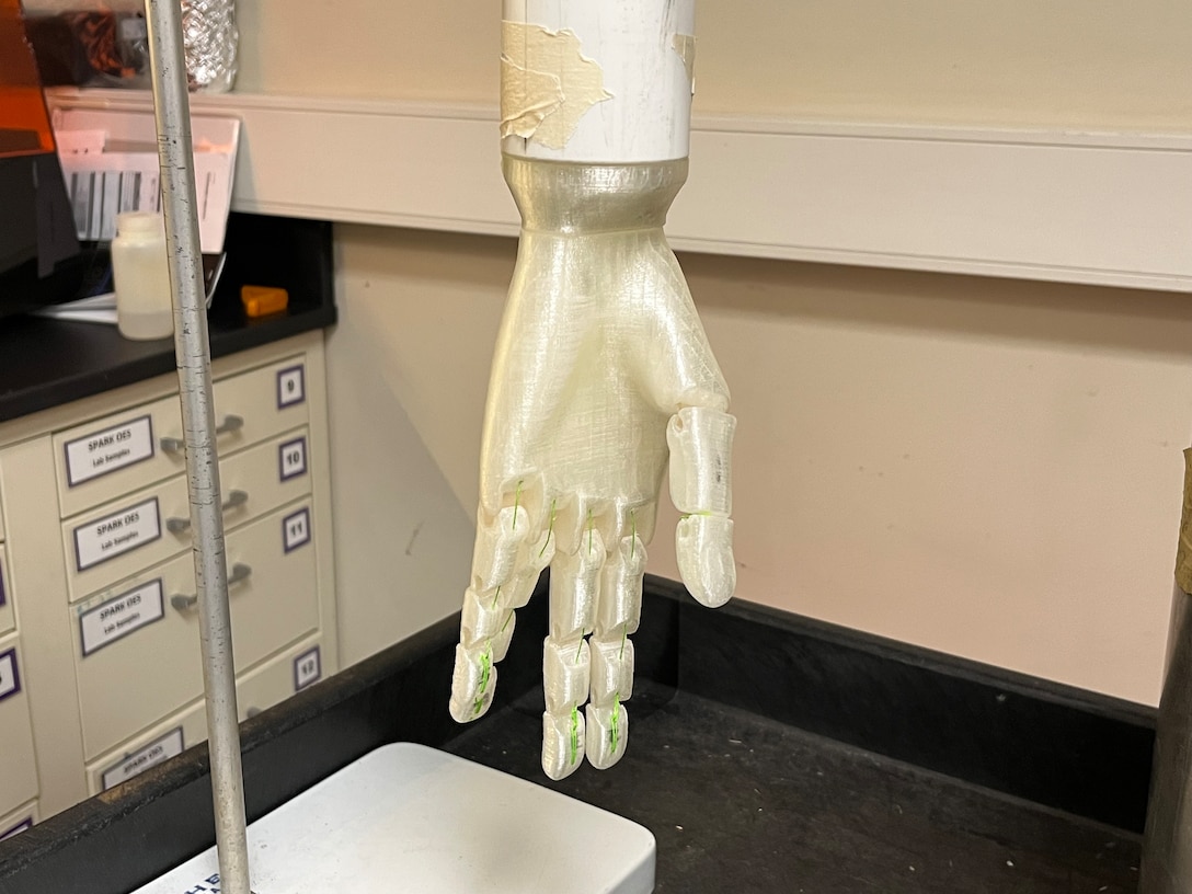 Glove testing made easier. The PTC lab utilizes this 3D open hand model to ensure optimal fit and performance