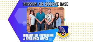 Graphic showcasing the members of the Integrated Prevention and Response Office at Grissom Air Reserve Base, Ind