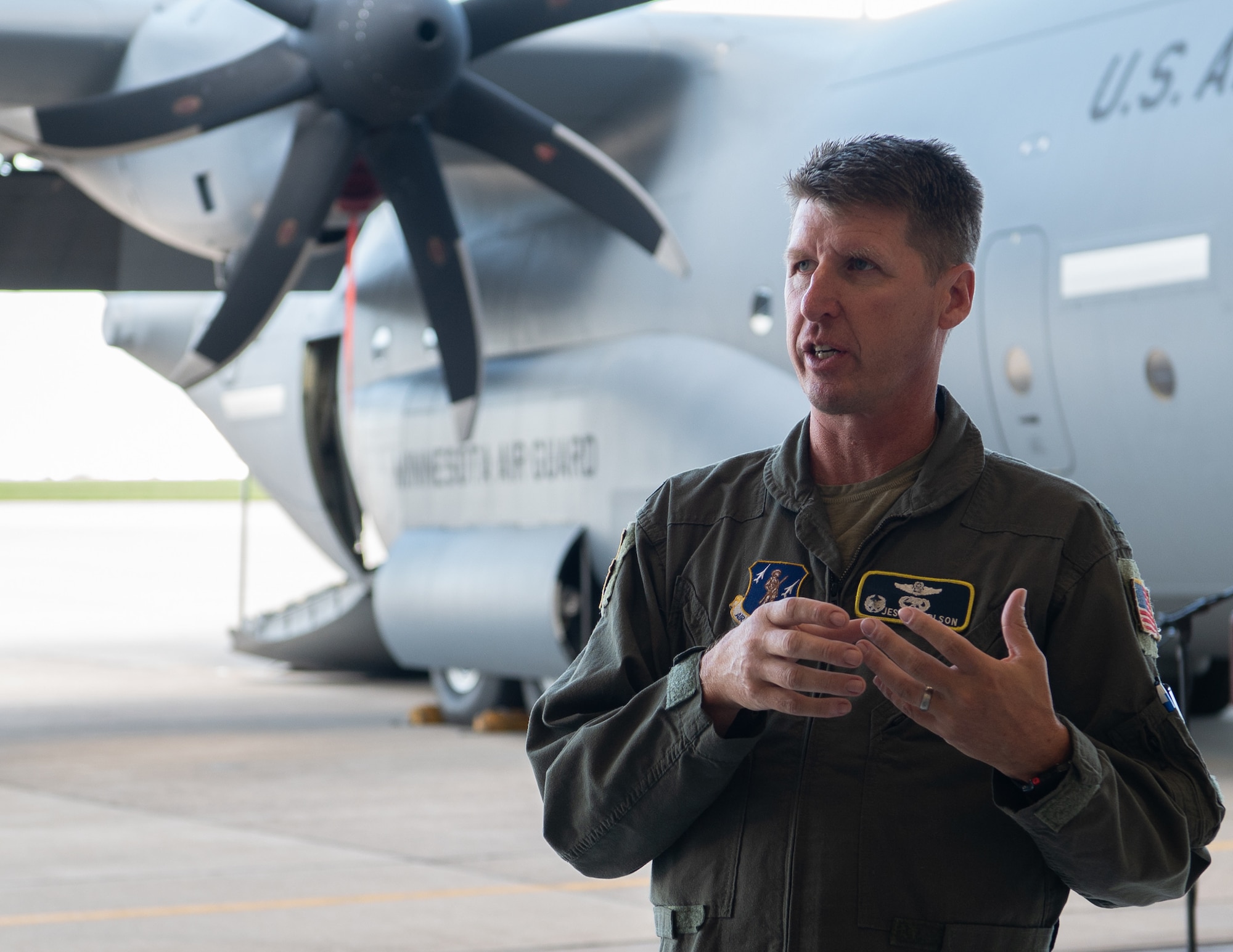 U.S. Sen. Amy Klobuchar, D-Minn., and U.S. Sen. Tina Smith, D-Minn., held a press conference at the 133rd Airlift Wing in St. Paul, Minn., Aug. 20, 2025.