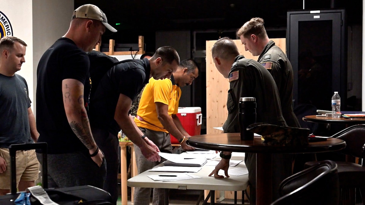U.S. service members complete in-processing at Yokota Air Base, Japan, Aug. 18, 2025.