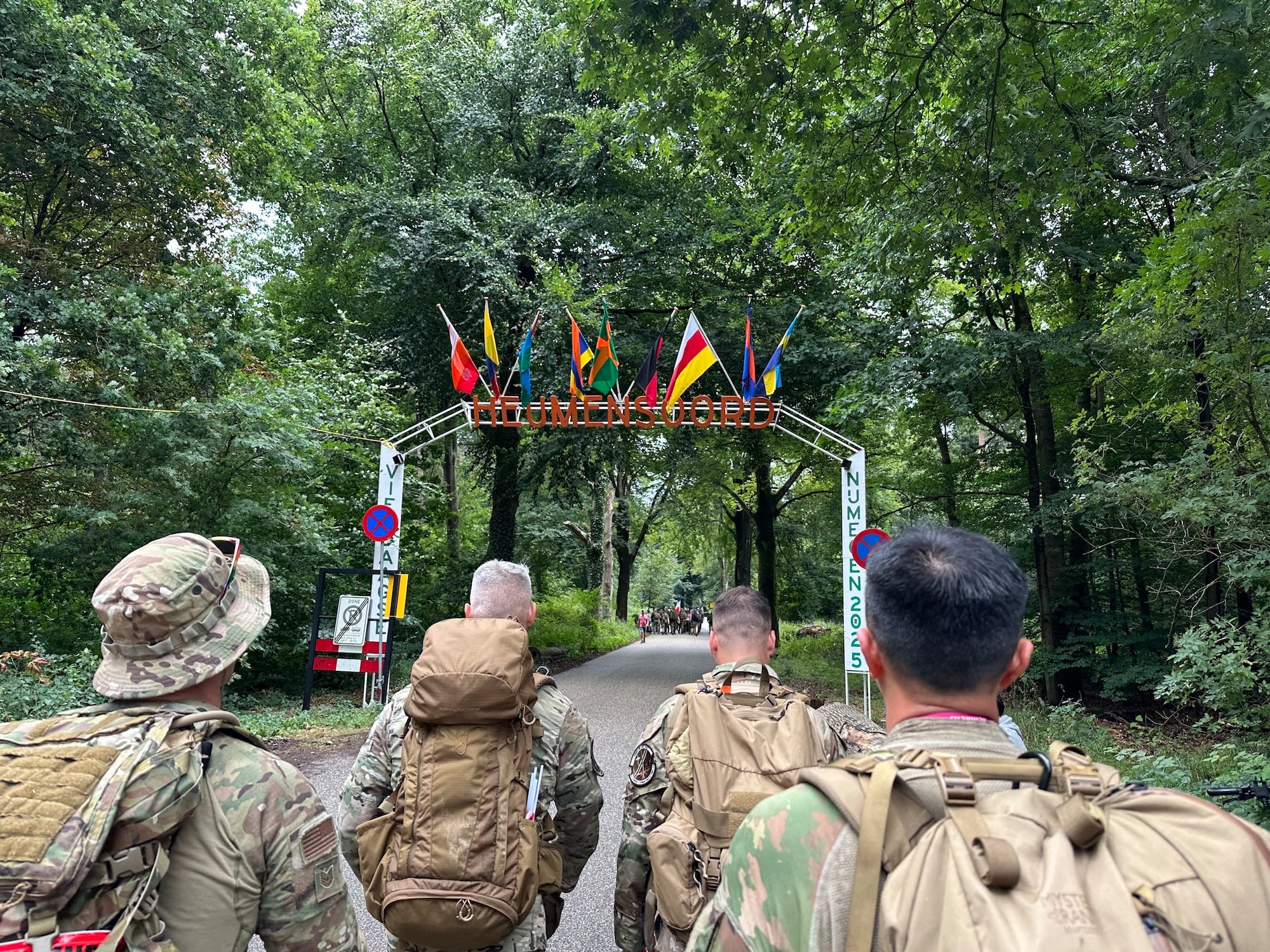 U.S. Airmen from 1st Combat Communications Squadron joined over 45,000 participants representing 70 countries during a 4-day ruck march across 106 miles in the Netherlands, July 15-18, 2025.