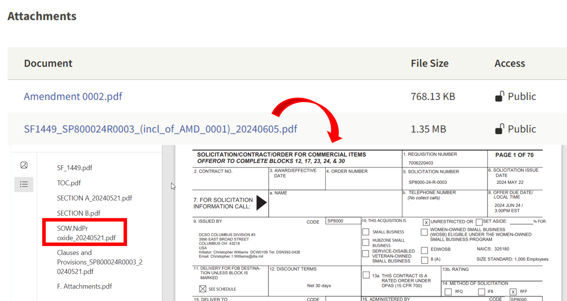 Example of DLA Strategic Materials Statement of Work attached to a solicitation