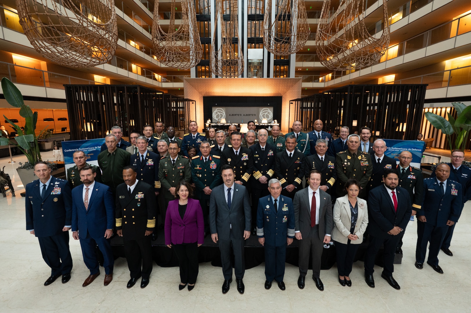 Group photo of multinational senior leader participants of the South American Defense Conference 2025 in Argentina.