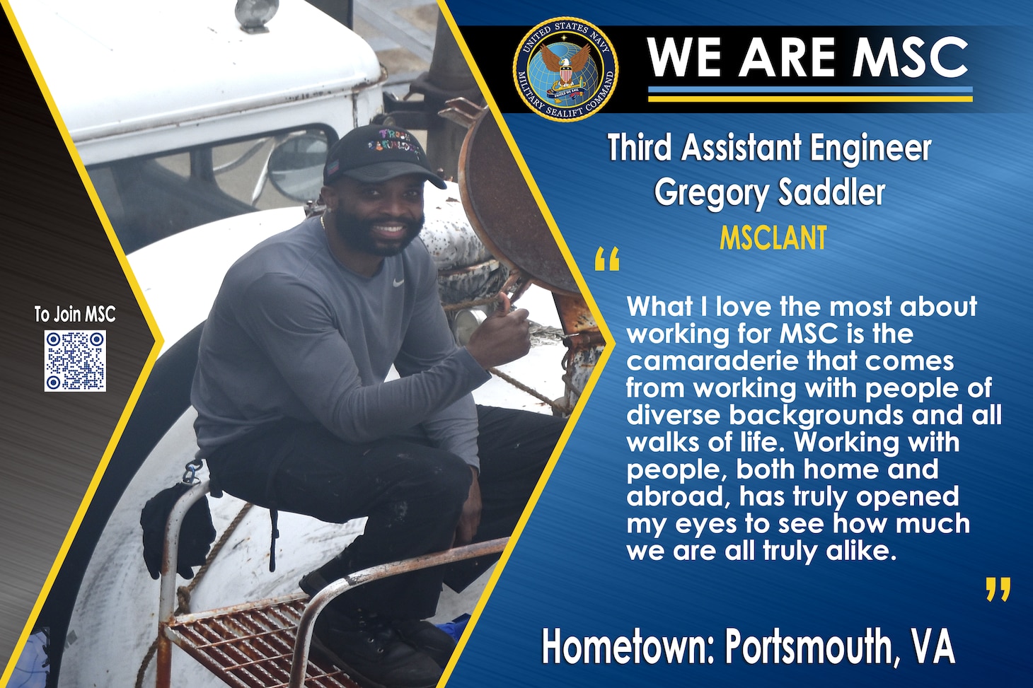 We Are MSC: Third Assistant Engineer Gregory Saddler