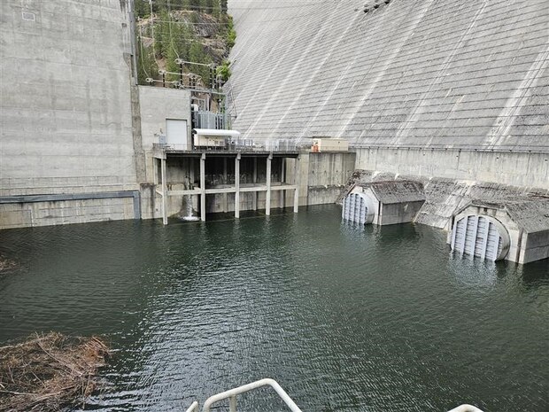 U.S. Army Corps of Engineers assessing the draft tube bulkheads and potential of an empty turbine bay at Dworshak Dam by flooding the space. This is part of design work for adding a fourth hydropower unit.