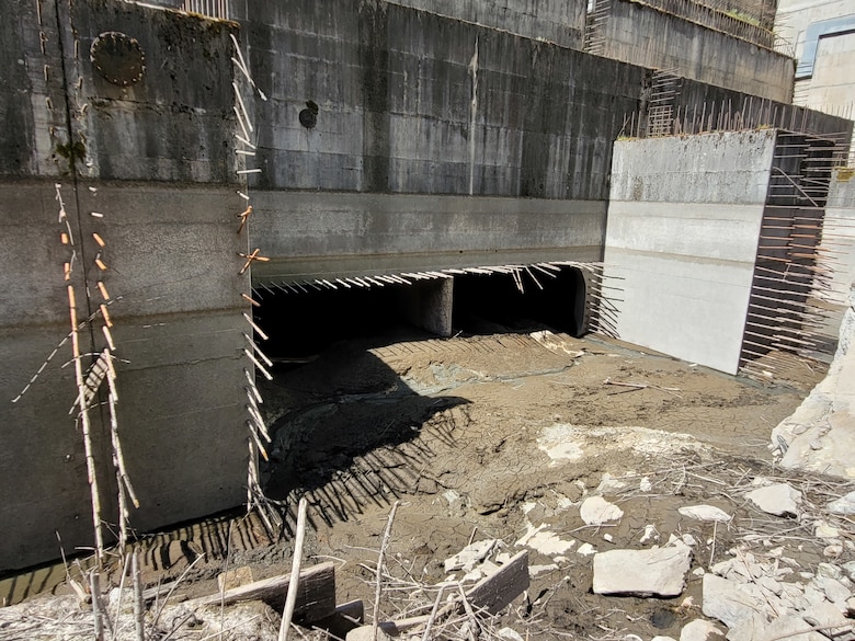 U.S. Army Corps of Engineers assessing the draft tube bulkheads and potential of an empty turbine bay at Dworshak Dam by flooding the space. This is part of design work for adding a fourth hydropower unit.