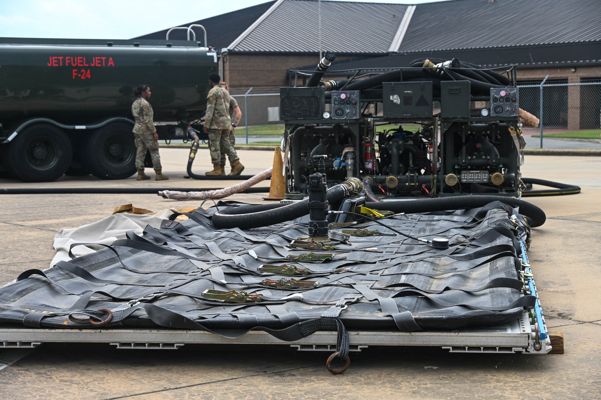 A fuel bladder deflates.