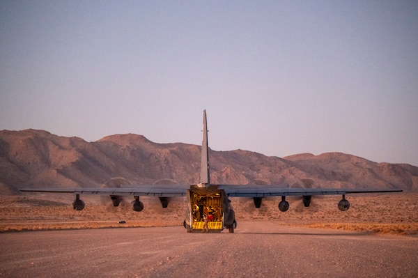 U.S. Air Force Senior Airman Thomas Hansford, an aerial combat camera journeyman assigned to the 1st Combat Camera Squadron, documents a mission on a U.S. Air Force MC-130J Commando II during Emerald Warrior 25.2 in California, July 30, 2025.