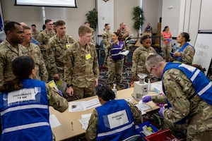 Simulated patients process through the prophylaxis Point of Dispensing (POD)